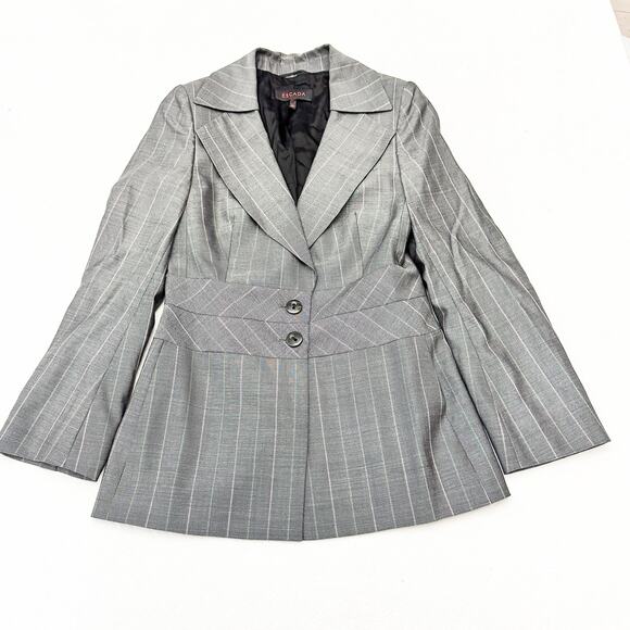 Escada Gray Colorful Pinstriped 2-Button Blazer Jacket Size Medium (estimated) - Picture 1 of 5